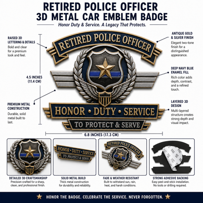 🔥 Retired Police Officer Honor Service Metal Car Badges