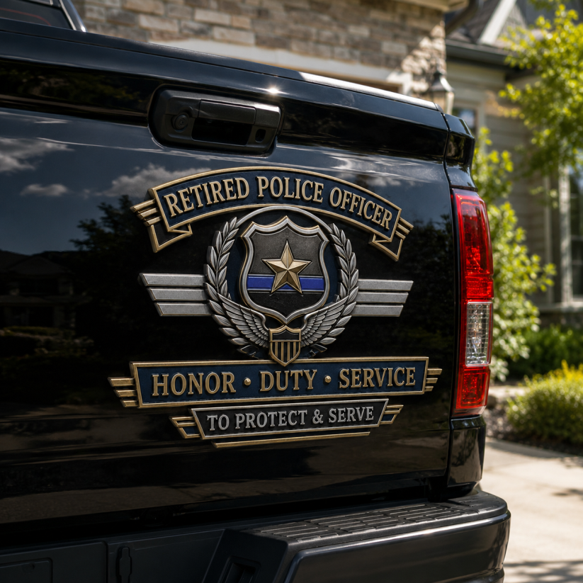 🔥 Retired Police Officer Honor Service Metal Car Badges
