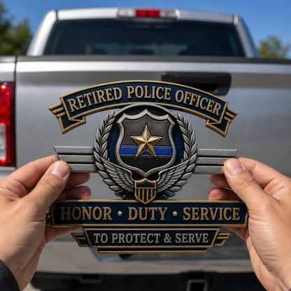 🔥 Retired Police Officer Honor Service Metal Car Badges