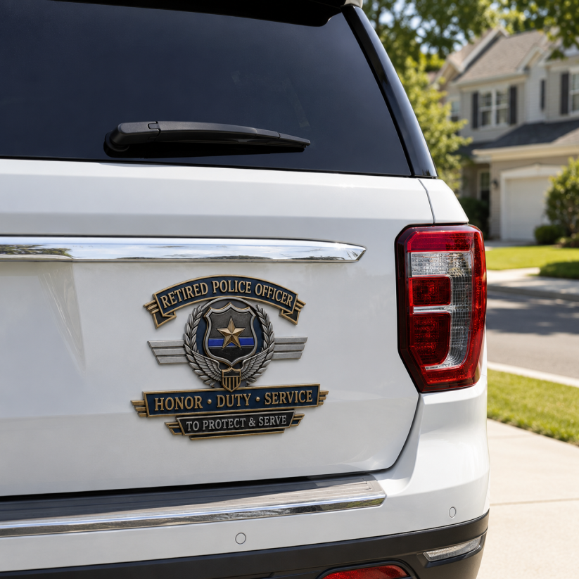 🔥 Retired Police Officer Honor Service Metal Car Badges