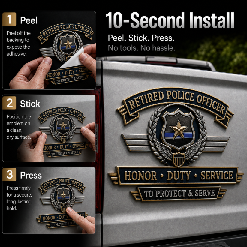 🔥 Retired Police Officer Honor Service Metal Car Badges