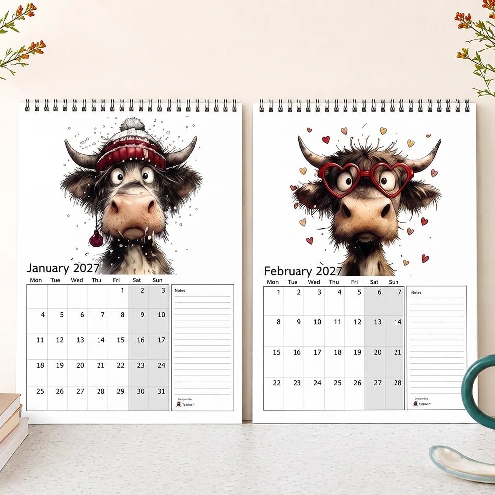 2027 Cute Highland Cow Wall Calendar 🐮 | Life Is Better With A Highland Cow ✨