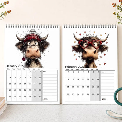 2027 Cute Highland Cow Wall Calendar 🐮 | Life Is Better With A Highland Cow ✨