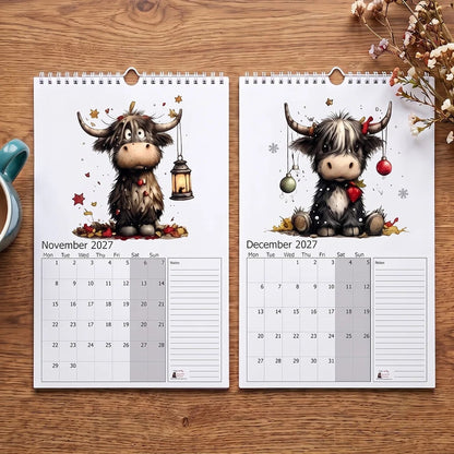 2027 Cute Highland Cow Wall Calendar 🐮 | Life Is Better With A Highland Cow ✨