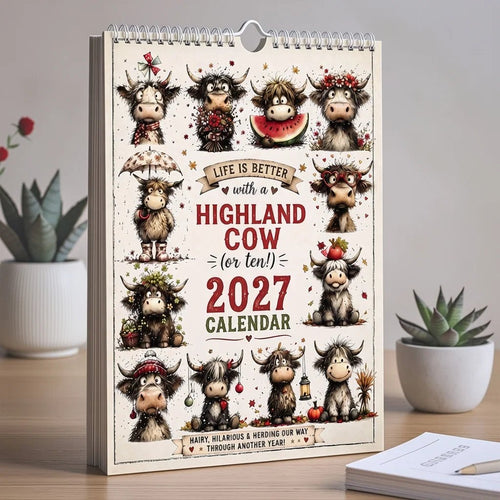2027 Cute Highland Cow Wall Calendar 🐮 | Life Is Better With A Highland Cow ✨