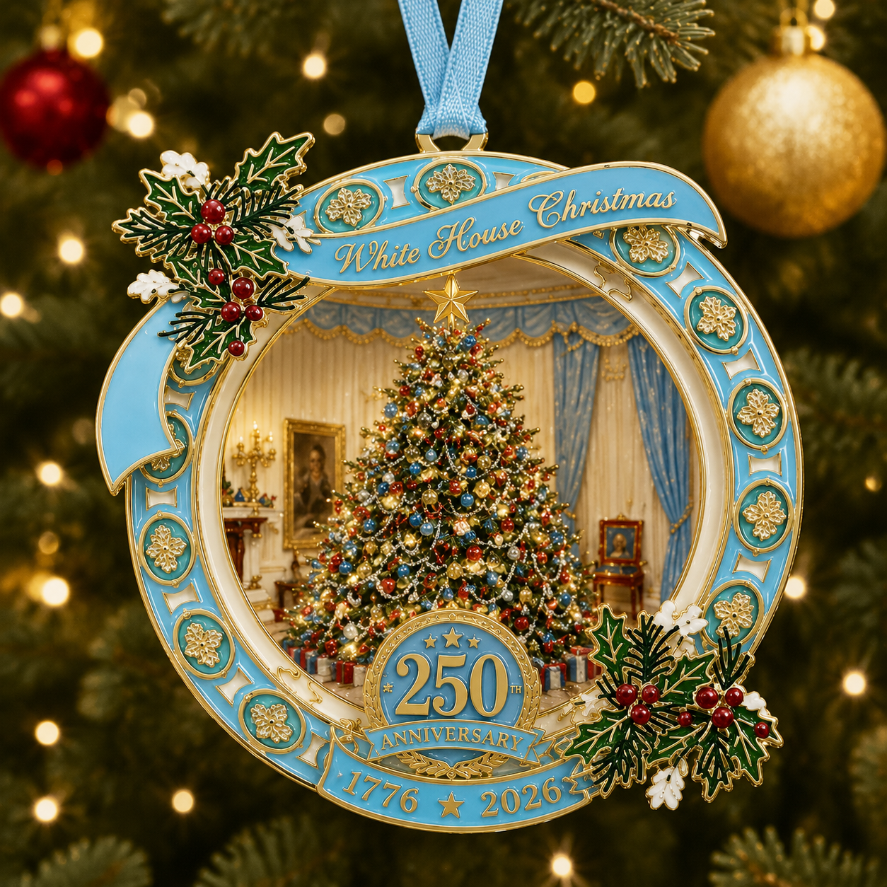 🔥250th Anniversary View of the Christmas tree in the White House bedroom