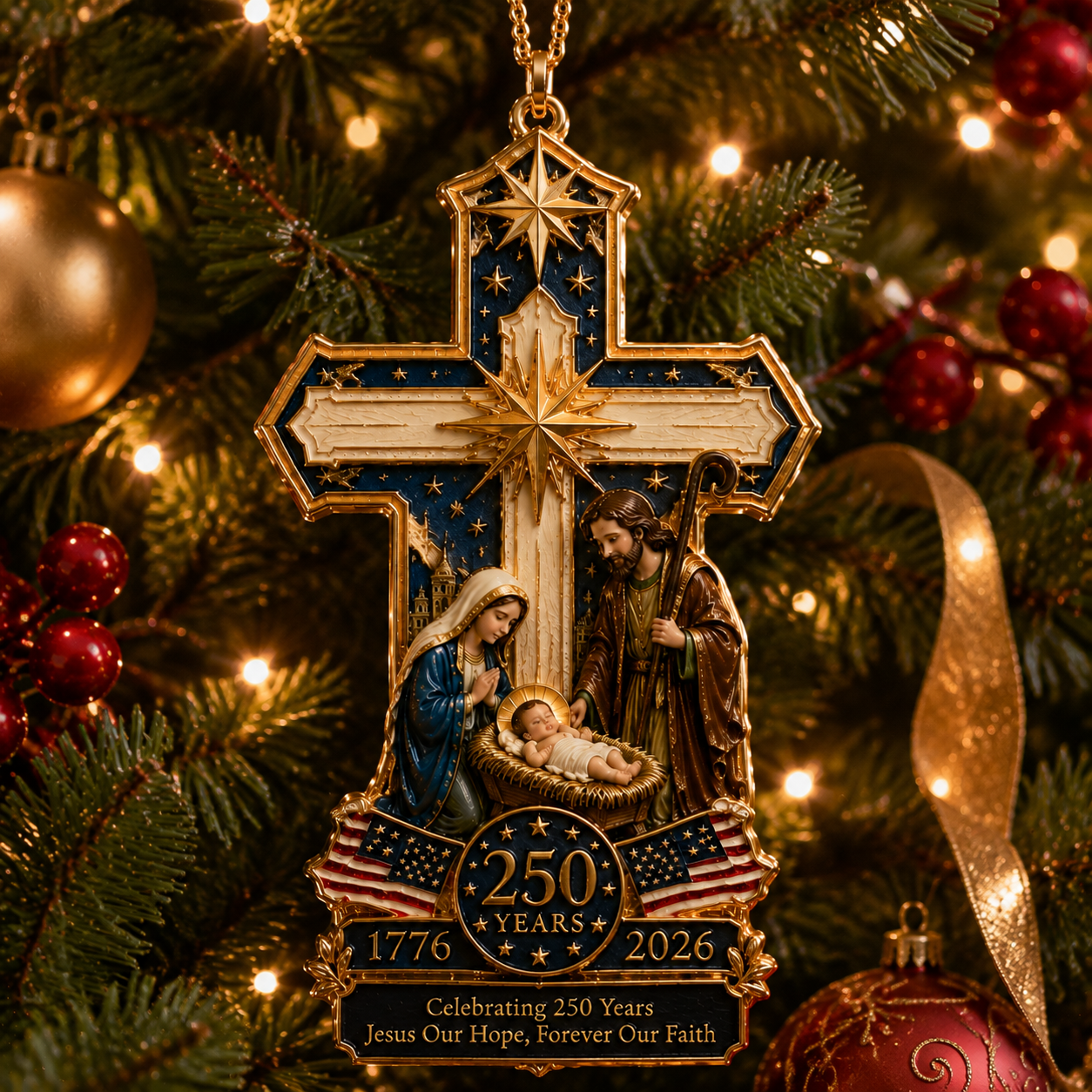 ⏰ Limited anniversary edition✨49% OFF!🔥Cross-Shaped Jesus Nativity Christmas Tree Ornament