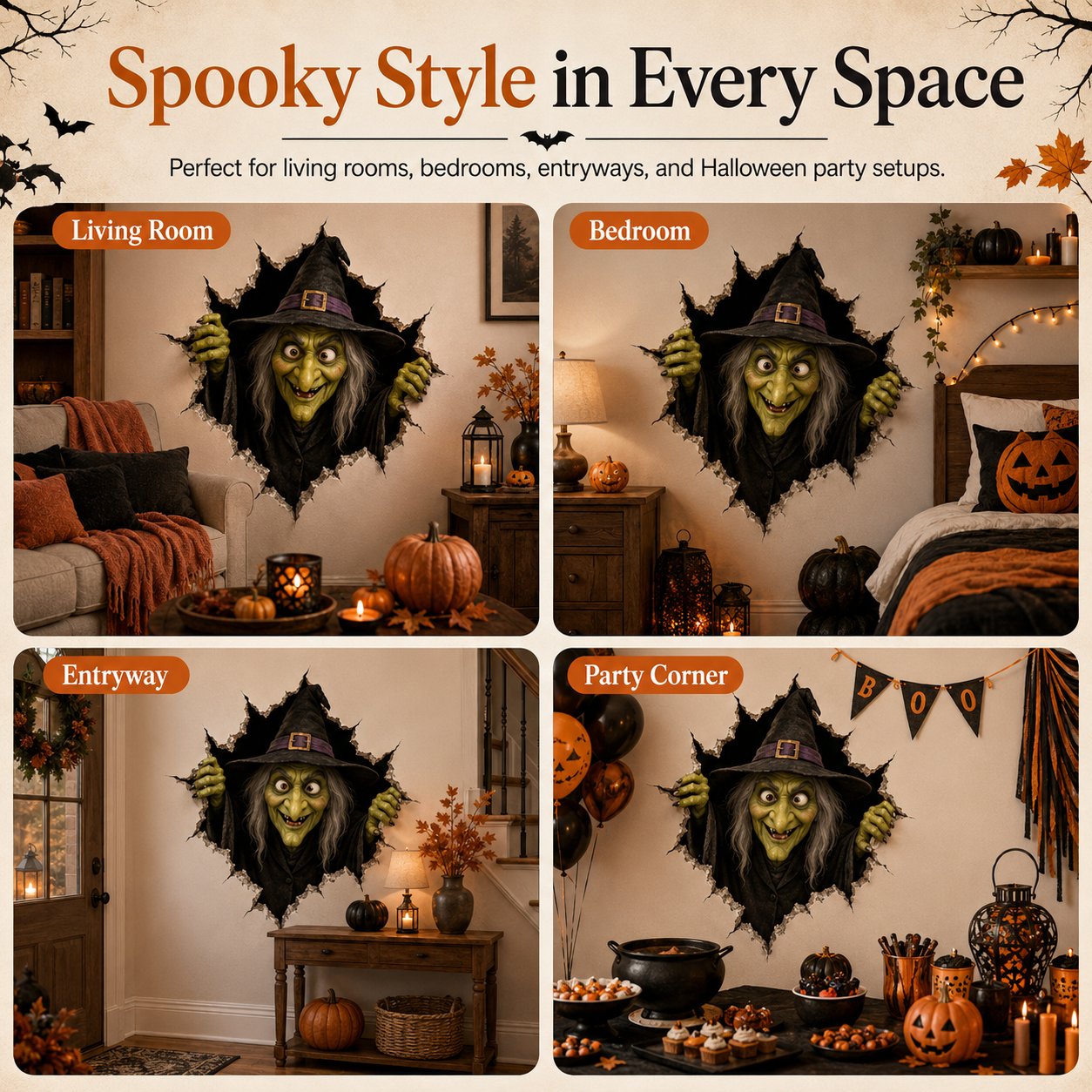 🔥 Last Day 50% OFF - Halloween Break-In 3D Wall Decals