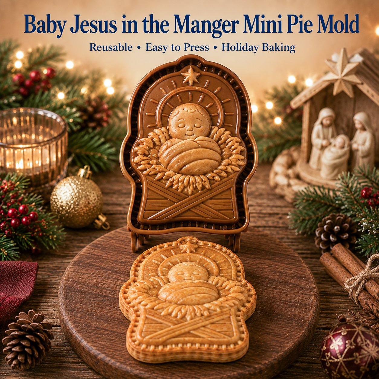 🎁🇺🇸 Last Day Promo: 50% OFF ✝️ Faith & Nativity Christmas Mini Pie Mold Collection