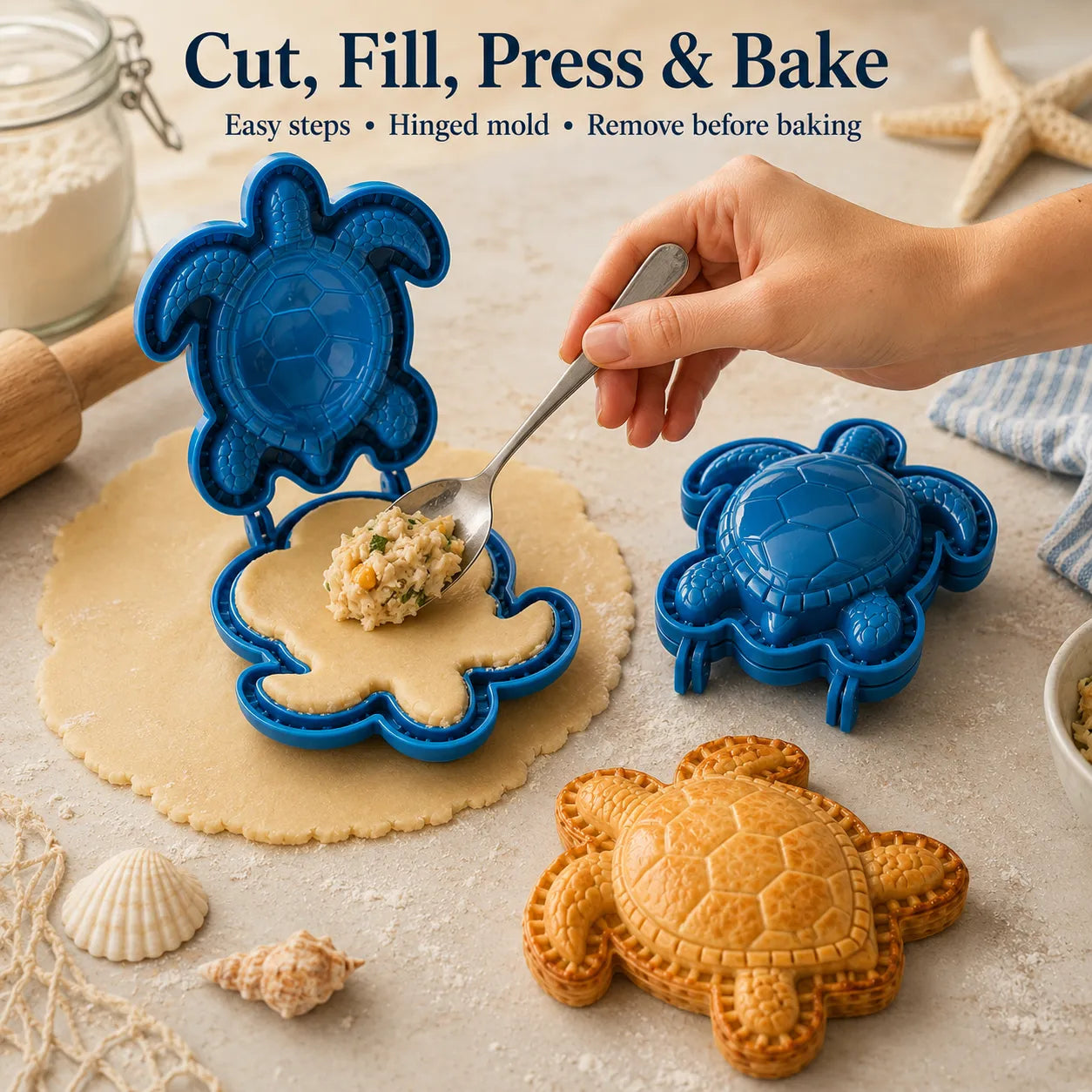 ⏳ Last Day 49% OFF – 🌊 8-Design Ocean Filled Pie Press Collection