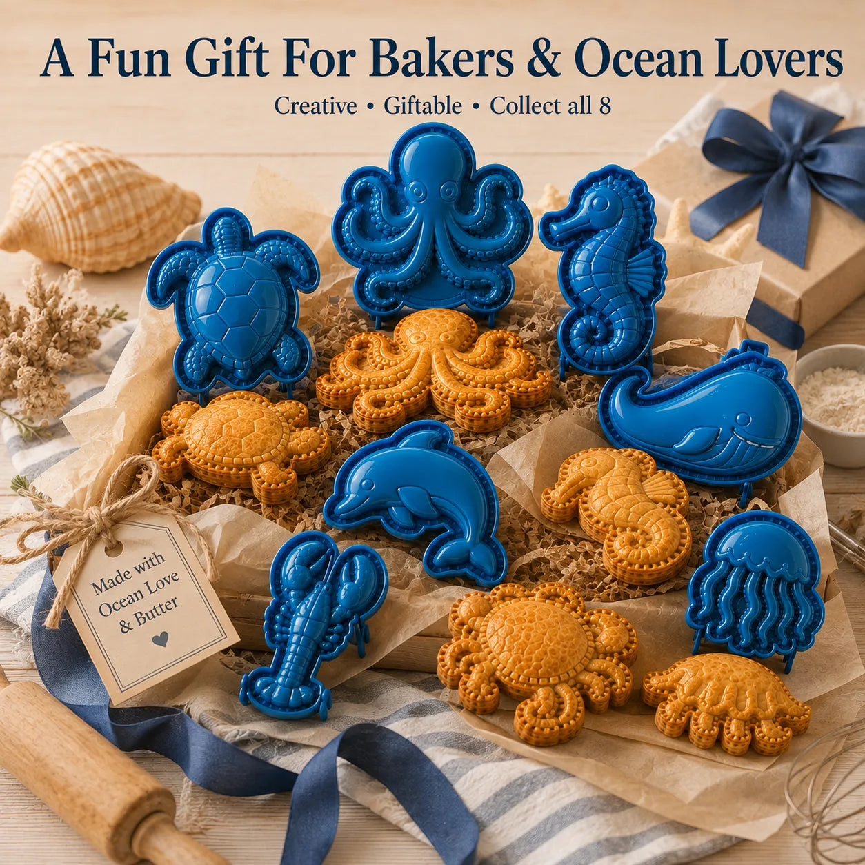 ⏳ Last Day 49% OFF – 🌊 8-Design Ocean Filled Pie Press Collection