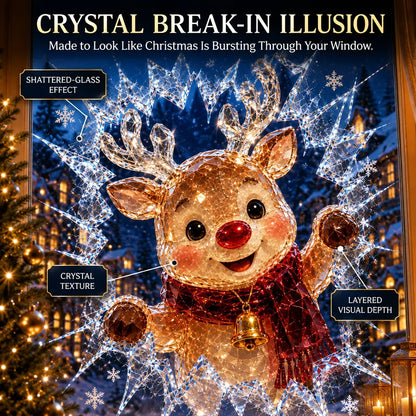 🎄Crystal Christmas Break-In Window Decal | 3D Shattered Glass Illusion
