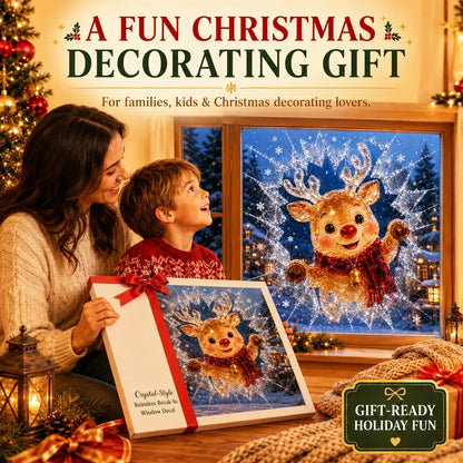 🎄Crystal Christmas Break-In Window Decal | 3D Shattered Glass Illusion