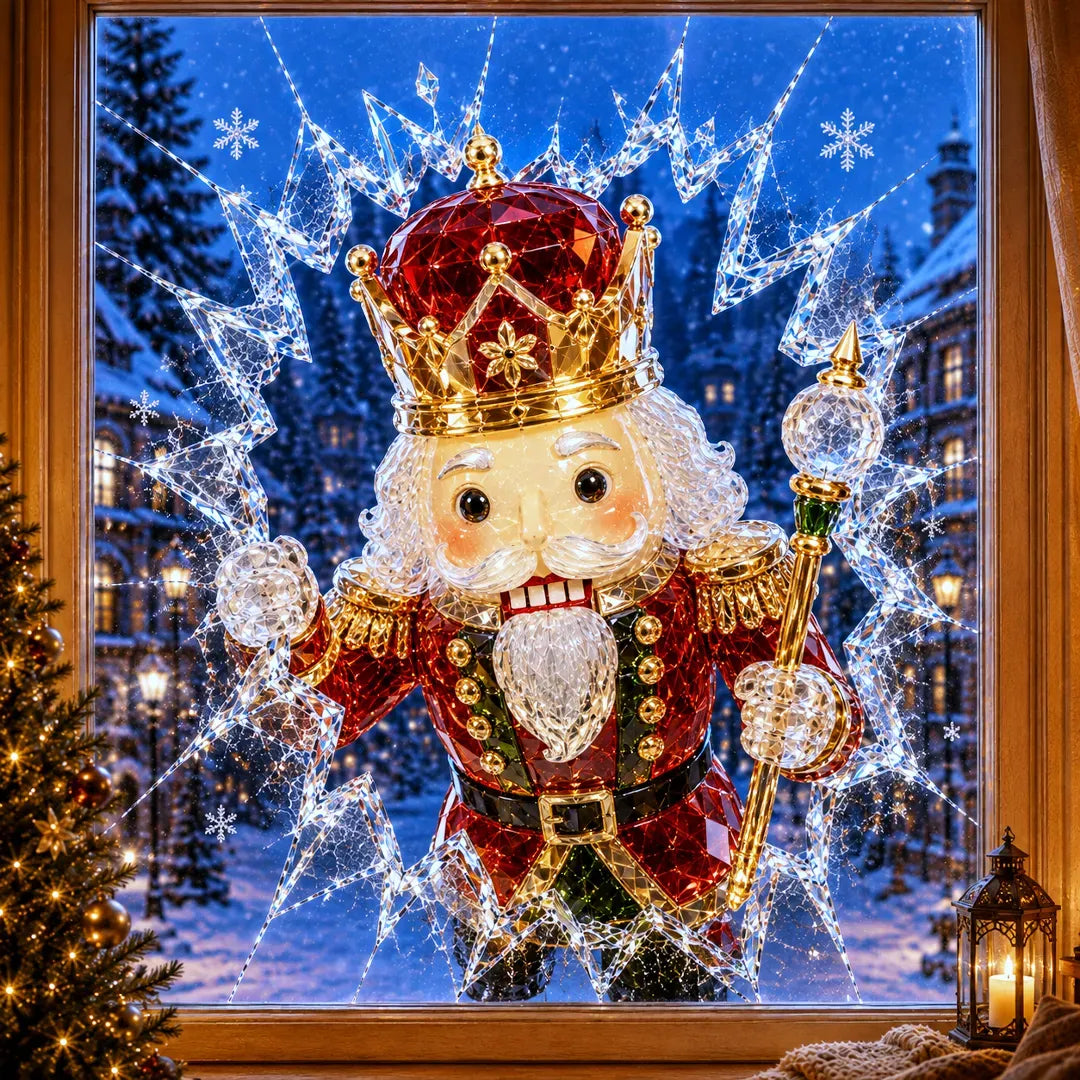 🎄Crystal Christmas Break-In Window Decal | 3D Shattered Glass Illusion