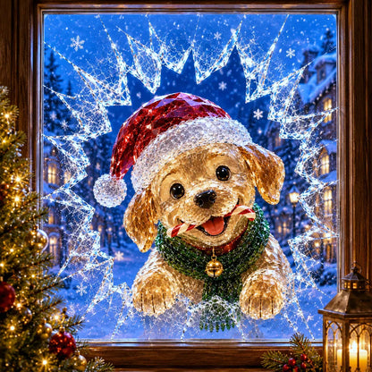 🎄Crystal Christmas Break-In Window Decal | 3D Shattered Glass Illusion