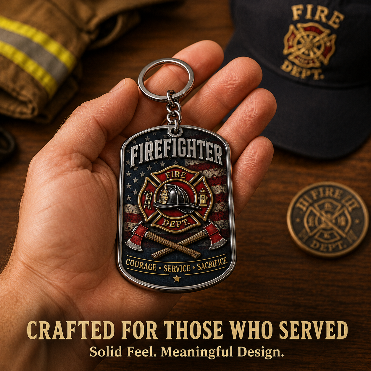 🚒 Firefighter Honor Keychain