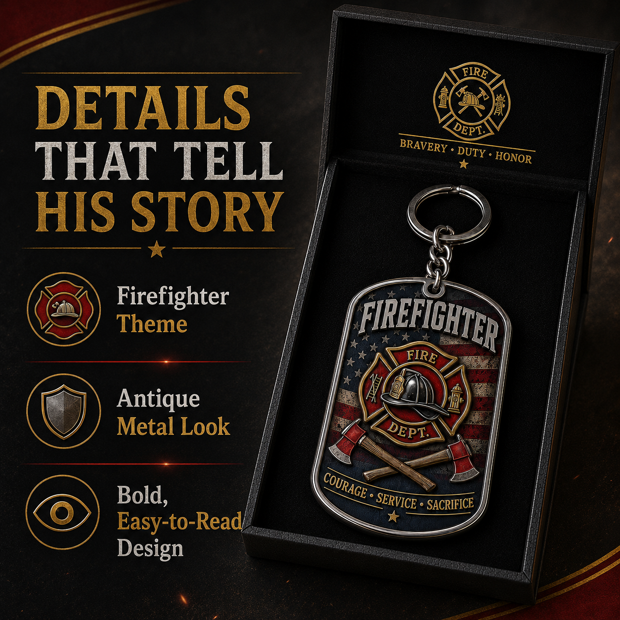 🚒 Firefighter Honor Keychain