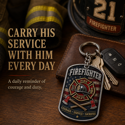 🚒 Firefighter Honor Keychain