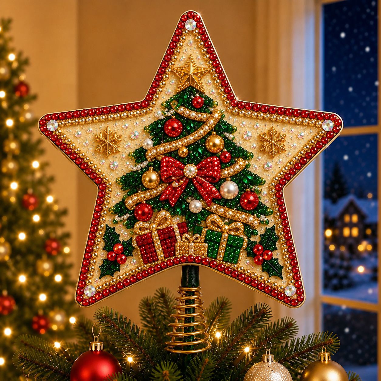 ⭐ Pearl Diamond Art Christmas Tree Topper Kit