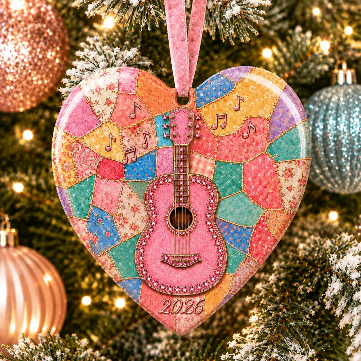 🎁Last Day 49% OFF - Pink Guitar Memorial Heart Ornament