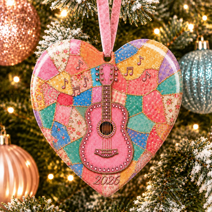🎁Last Day 49% OFF - Pink Guitar Memorial Heart Ornament