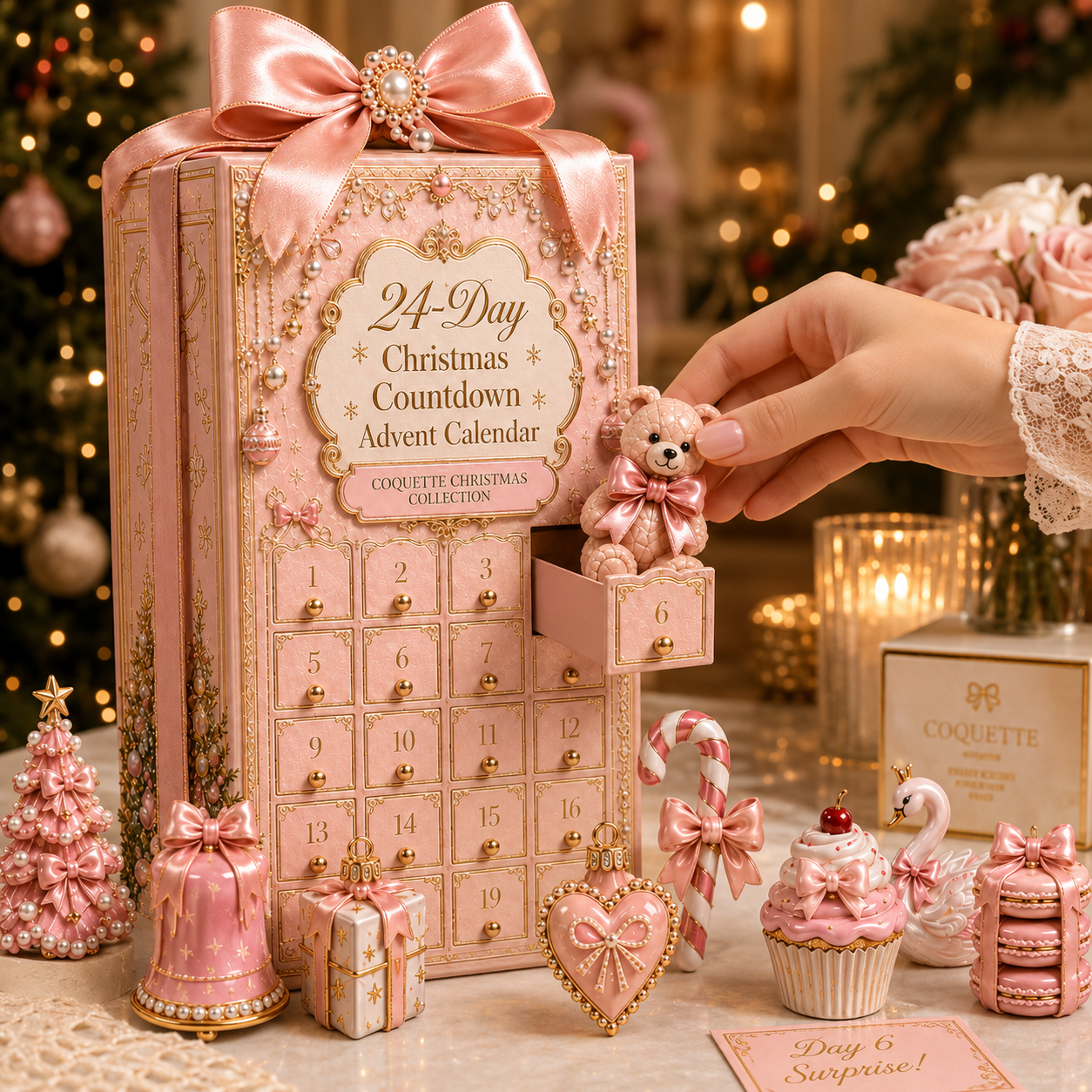 The Ultimate Coquette Pink Christmas Advent Calendar 🎀 | 24-Day Mini Charm Surprise Box ✨