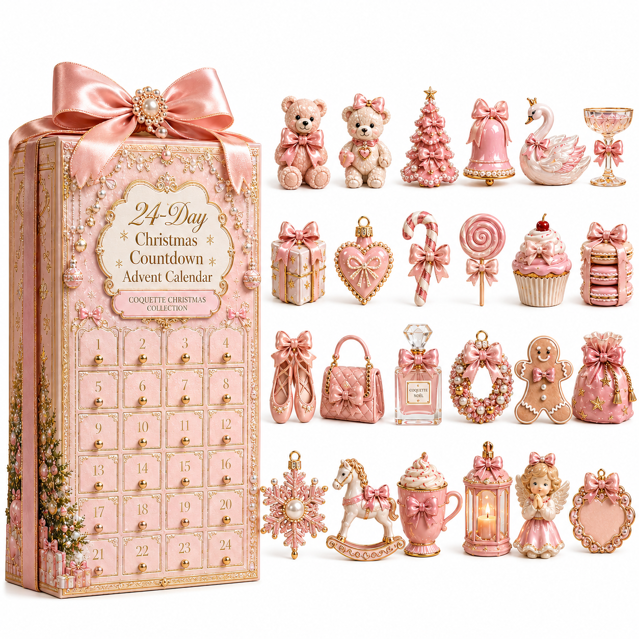 The Ultimate Coquette Pink Christmas Advent Calendar 🎀 | 24-Day Mini Charm Surprise Box ✨