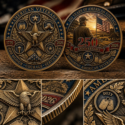🇺🇸 Limited Edition 250th Anniversary Commemorative Veteran Coin (1776-2026)🦅