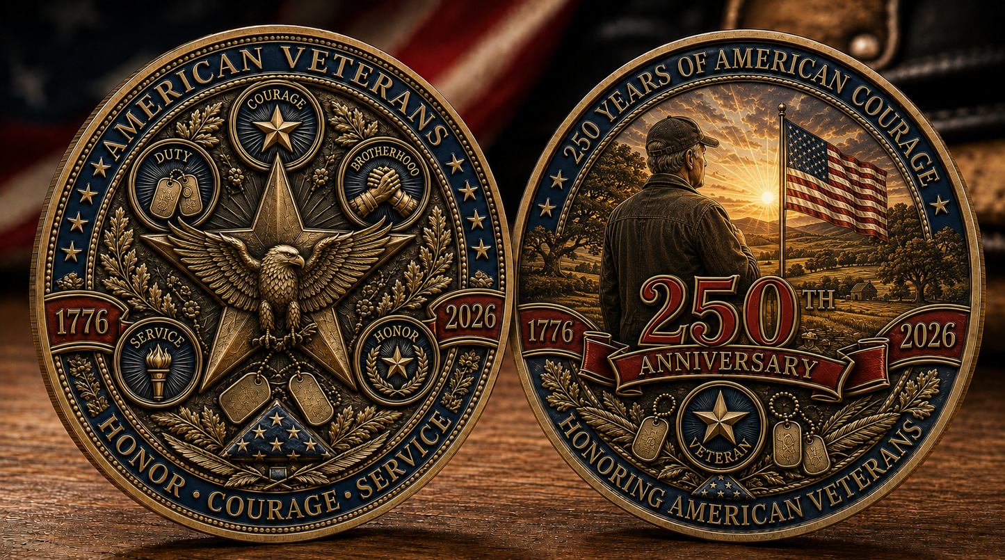 🇺🇸 Limited Edition 250th Anniversary Commemorative Veteran Coin (1776-2026)🦅
