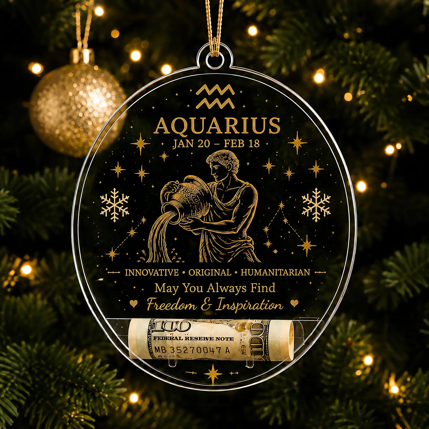 🎄✨ Zodiac Christmas Cash Ornament – 12 Astrology Signs Money Holder Keepsake Gift