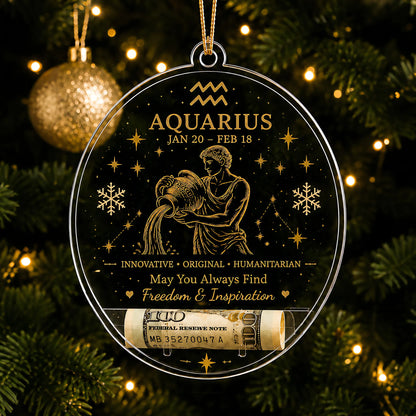 🎄✨ Zodiac Christmas Cash Ornament – 12 Astrology Signs Money Holder Keepsake Gift
