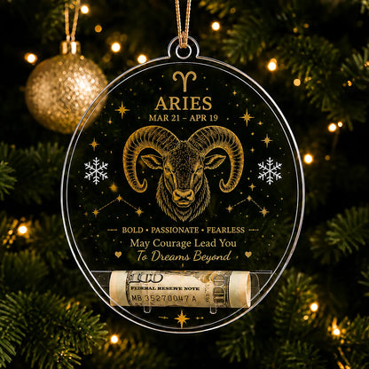 🎄✨ Zodiac Christmas Cash Ornament – 12 Astrology Signs Money Holder Keepsake Gift
