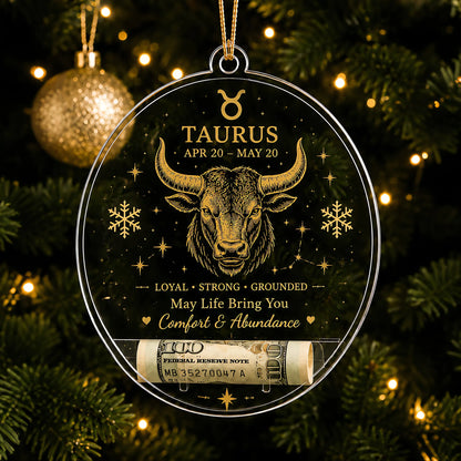 🎄✨ Zodiac Christmas Cash Ornament – 12 Astrology Signs Money Holder Keepsake Gift