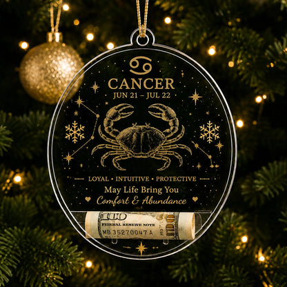 🎄✨ Zodiac Christmas Cash Ornament – 12 Astrology Signs Money Holder Keepsake Gift