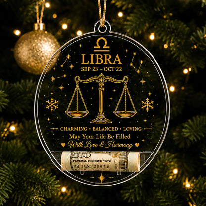 🎄✨ Zodiac Christmas Cash Ornament – 12 Astrology Signs Money Holder Keepsake Gift