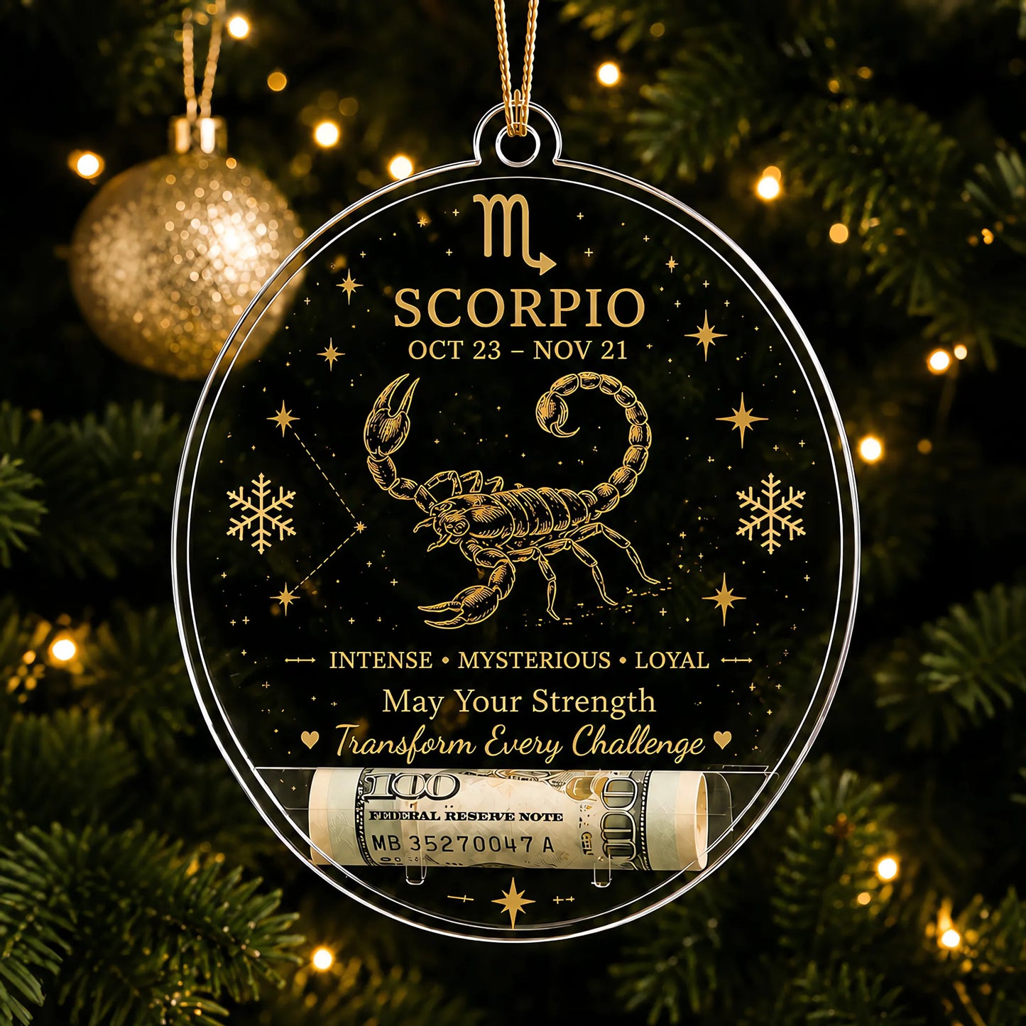 🎄✨ Zodiac Christmas Cash Ornament – 12 Astrology Signs Money Holder Keepsake Gift