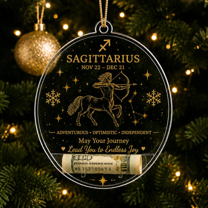 🎄✨ Zodiac Christmas Cash Ornament – 12 Astrology Signs Money Holder Keepsake Gift