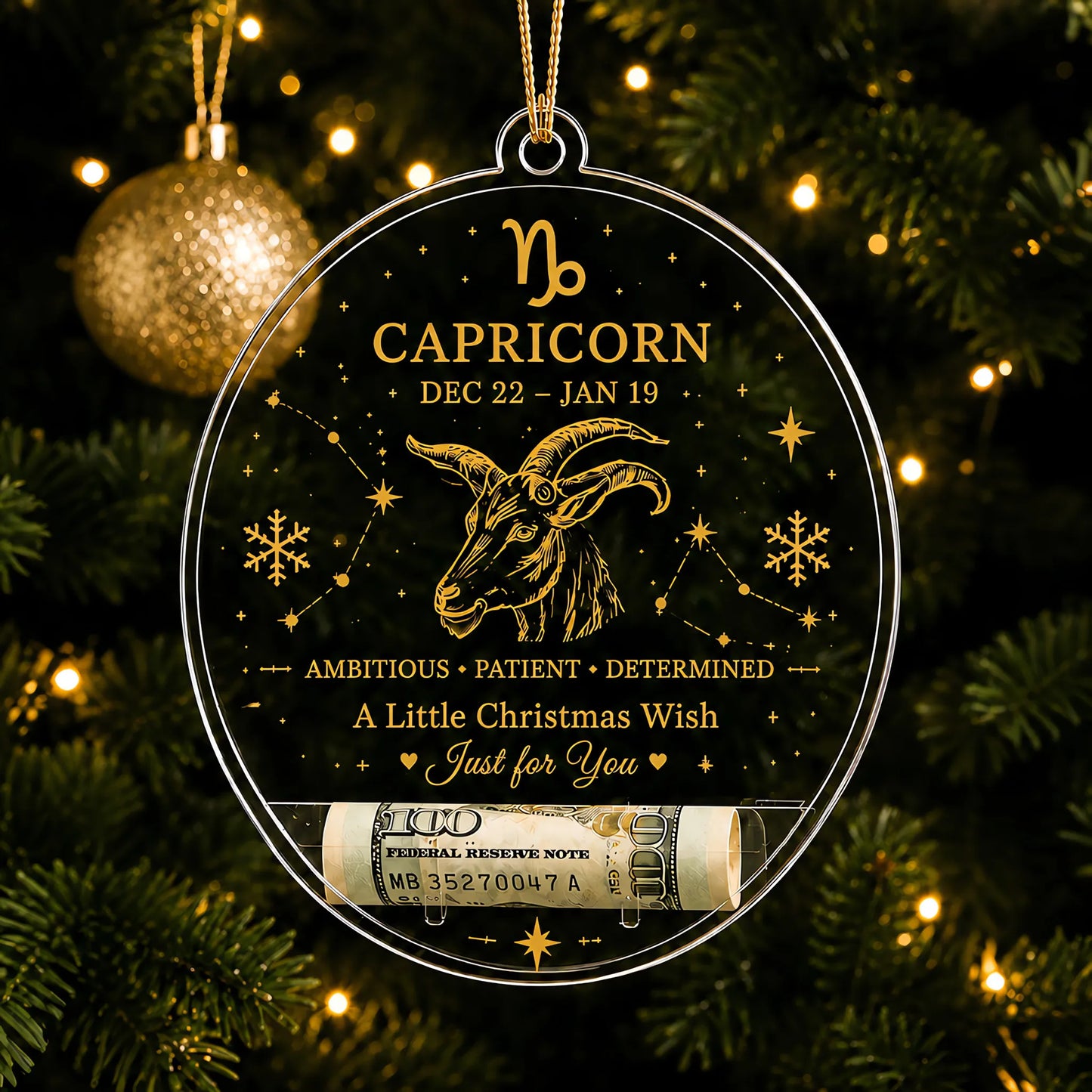🎄✨ Zodiac Christmas Cash Ornament – 12 Astrology Signs Money Holder Keepsake Gift