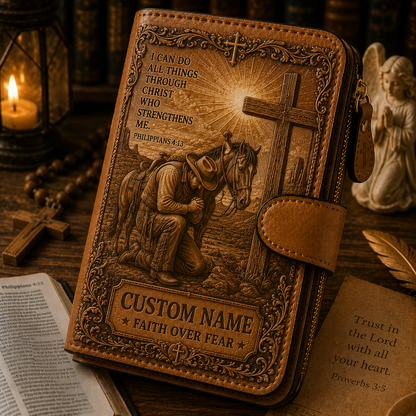 Personalized Christian Wallet – Custom Name Faith Wallet with Bible Verse