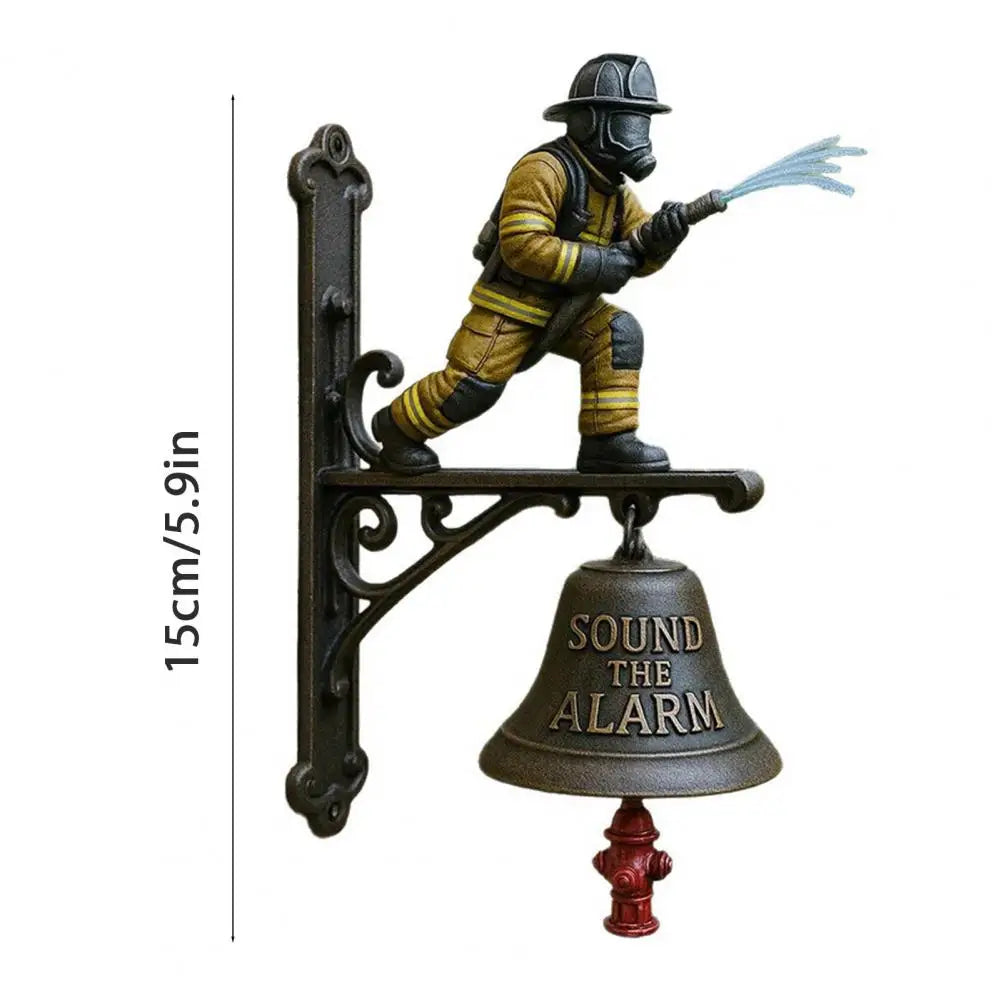 🚒 "Sound the Alarm" Firefighter Metal Door Bell Hanging Decor