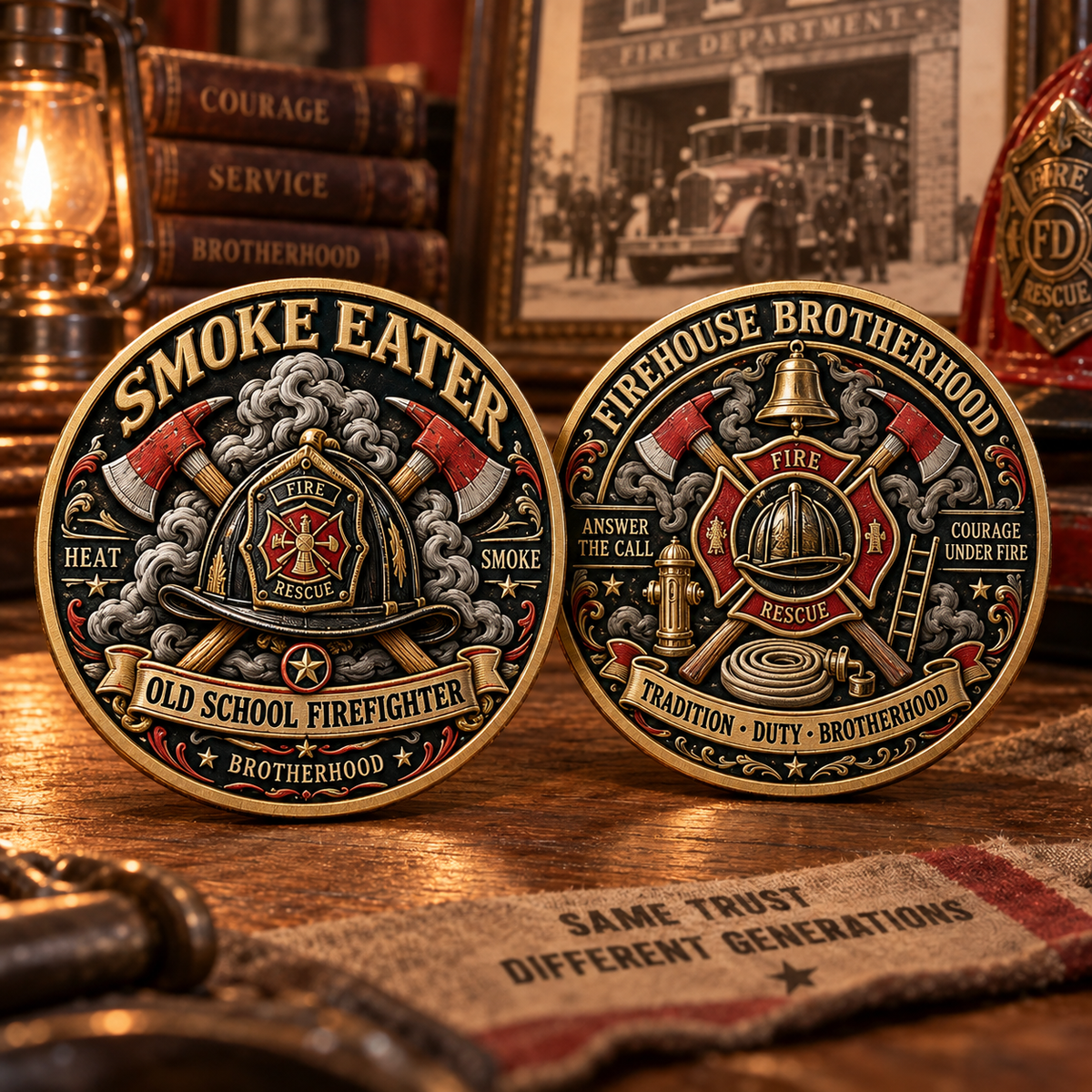 🔥 Smoke Eater Old School Firefighter Challenge Coin