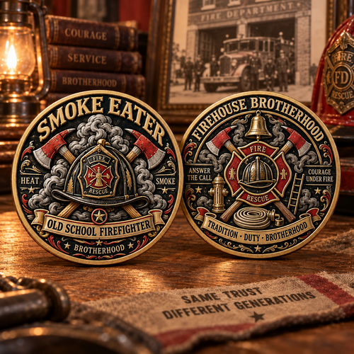 🔥 Smoke Eater Old School Firefighter Challenge Coin