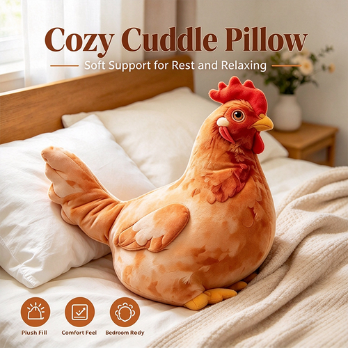 Cute Chicken-Shaped Plush Pillow – Realistic Hen Stuffed Animal & Home Decor Cushion