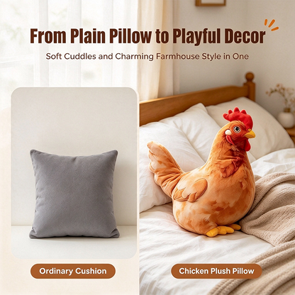 Cute Chicken-Shaped Plush Pillow – Realistic Hen Stuffed Animal & Home Decor Cushion