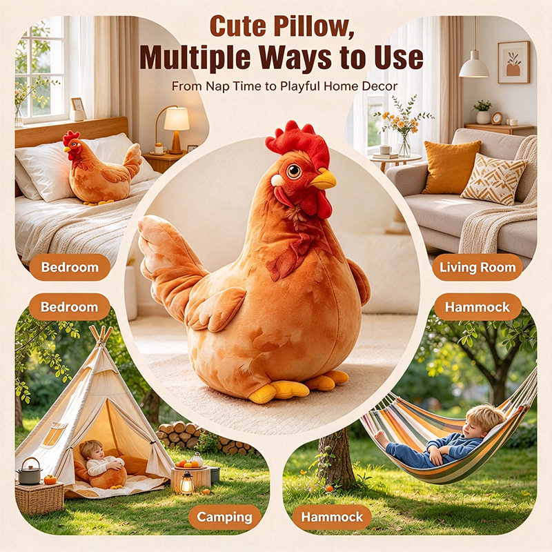 Cute Chicken-Shaped Plush Pillow – Realistic Hen Stuffed Animal & Home Decor Cushion