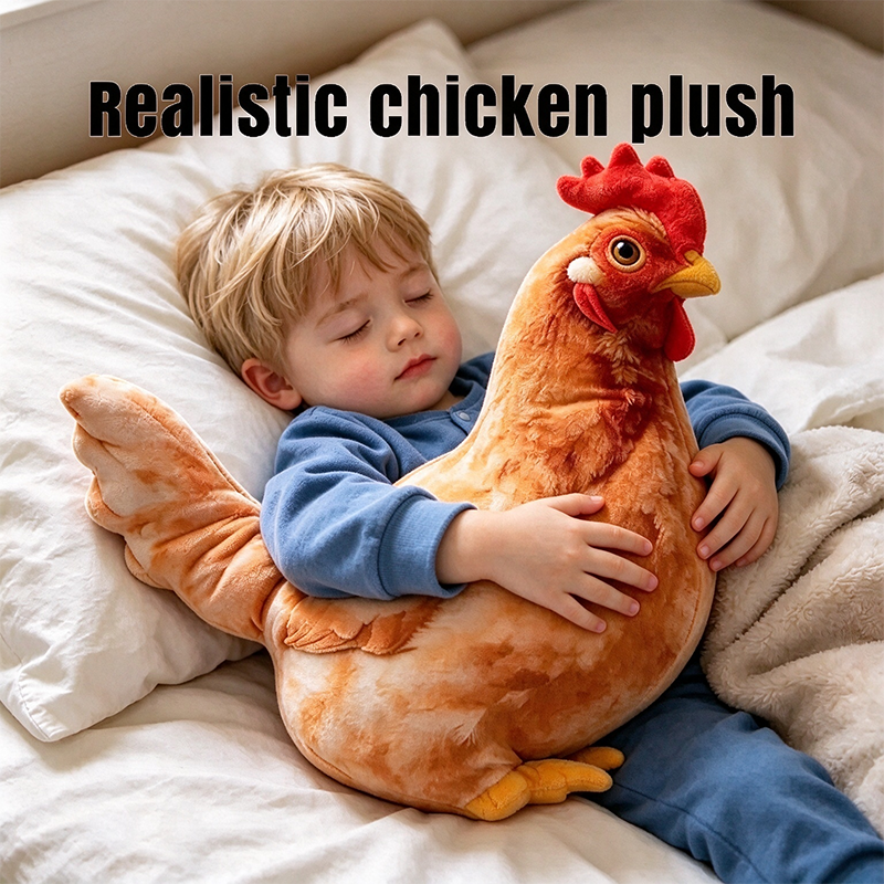 Cute Chicken-Shaped Plush Pillow – Realistic Hen Stuffed Animal & Home Decor Cushion