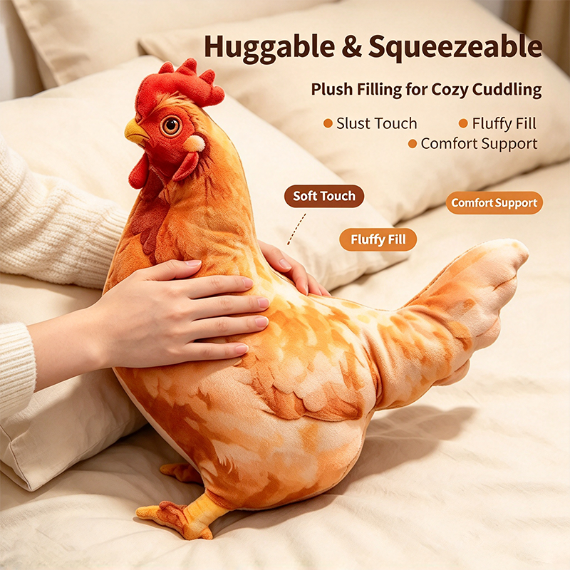 Cute Chicken-Shaped Plush Pillow – Realistic Hen Stuffed Animal & Home Decor Cushion