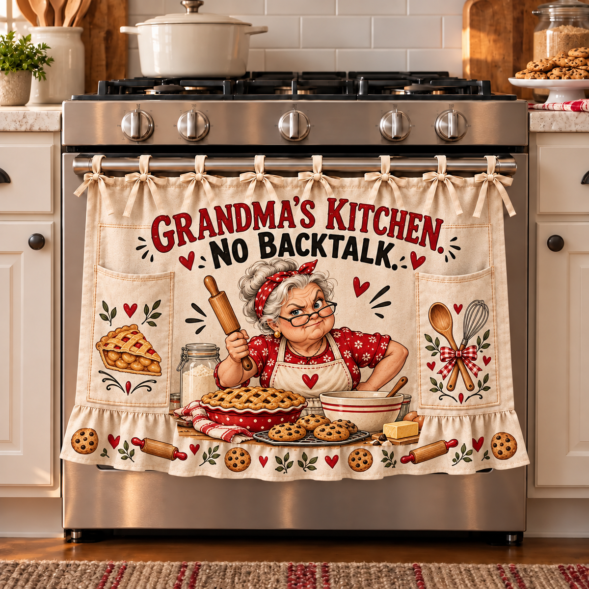 👵 Funny Kitchen Sayings Farmhouse Oven Door Hanging Curtain