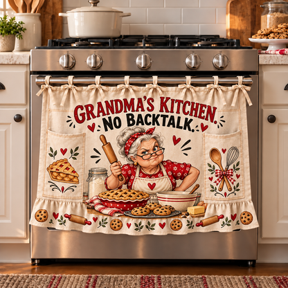 👵 Funny Kitchen Sayings Farmhouse Oven Door Hanging Curtain