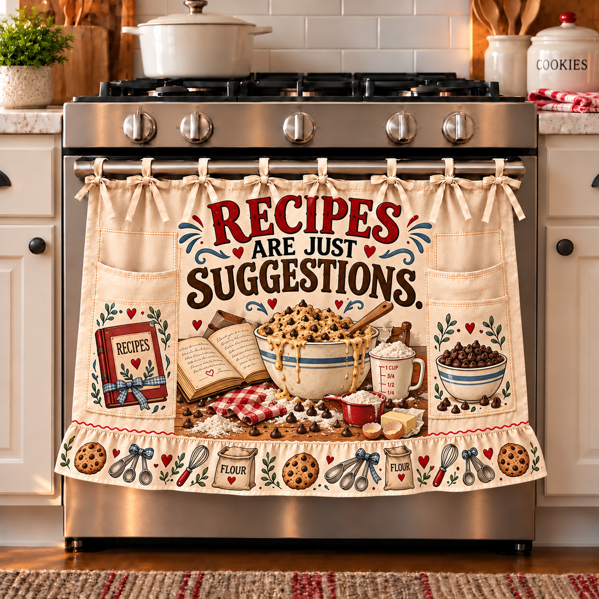 👵 Funny Kitchen Sayings Farmhouse Oven Door Hanging Curtain